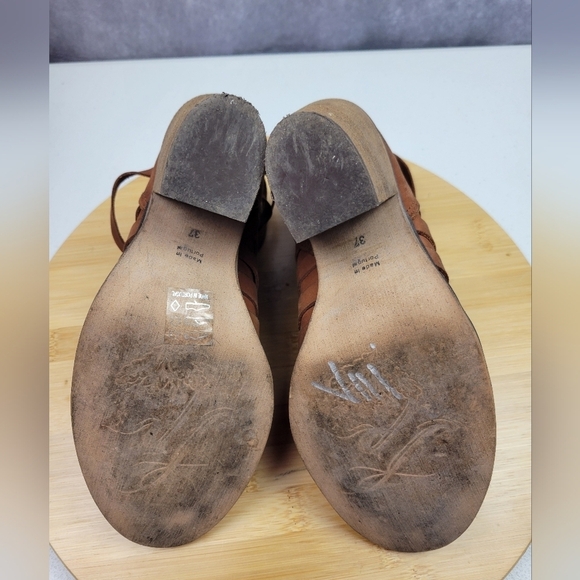 Free People Hybrid Strappy Leather Women’s Ankle Bootie in Tan Size 6.5 - Picture 10 of 12